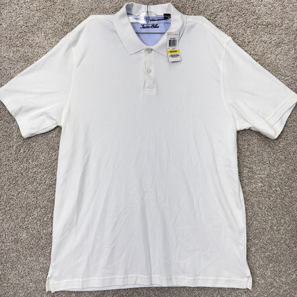 Tasso Elba Polo Shirt Mens Medium 36203WHITE White Pure Short Sleeve NEW